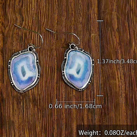 Silver Vintage Equestrian Western Inlay Antique Dangle Drop Earrings - Picture 5 of 5